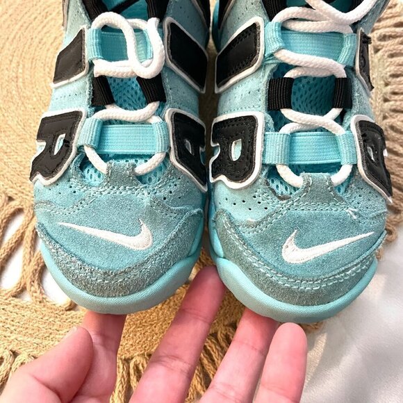 Nike Air More Uptempo Light Aqua Sneakers AA1554-403 PS Size 12C - Picture 5 of 11